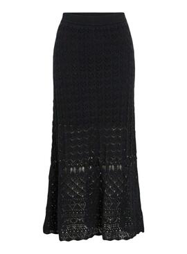 Falda Vila Vidolise de crochet maxi negro para mujer