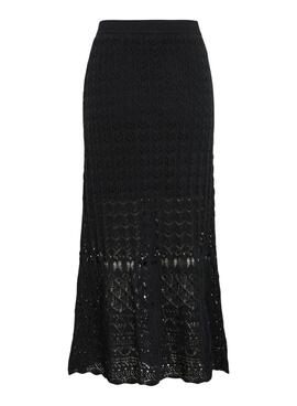 Falda Vila Vidolise de crochet maxi negro para mujer