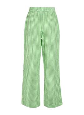 Pantalones Vila Vialvaro cuadro vichy verde para mujer