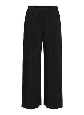 Pantalones Vila Viplisa plisado negro para mujer