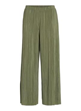 Pantalones Vila Viplisa plisado verde para mujer