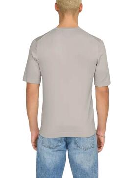 Camiseta de punto Only and Sons Wyler gris para hombre