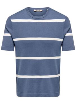 Camiseta Only and Sons Wyler rayas azul para hombre