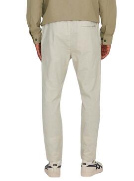 Pantalón Only and Sons Linus crop beige para hombre