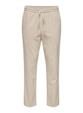 Pantalón Only and Sons Linus crop beige para hombre
