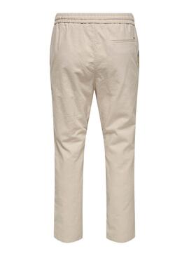 Pantalón Only and Sons Linus crop beige para hombre