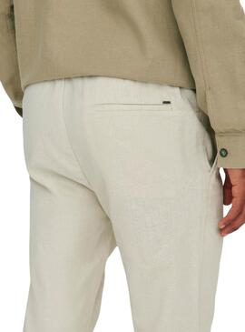 Pantalón Only and Sons Linus crop beige para hombre
