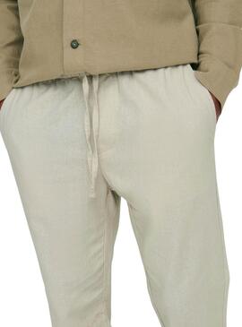 Pantalón Only and Sons Linus crop beige para hombre