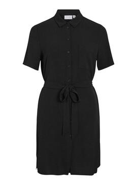 Vestido camisero Vila Vijosa negro para mujer