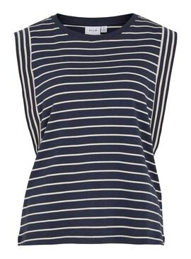 Camiseta Vila Viveriana azul marino y blanco para mujer