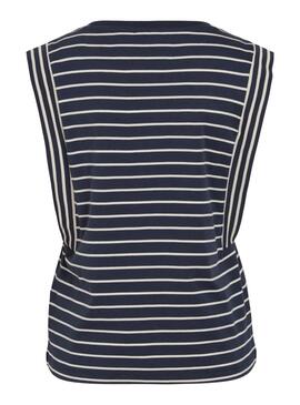Camiseta Vila Viveriana azul marino y blanco para mujer