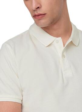 Polo Only and Sons Travis blanco para hombre
