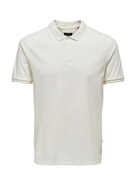 Polo Only and Sons Travis blanco para hombre