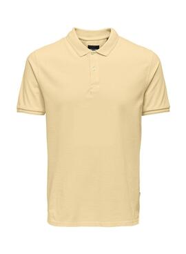 Polo Only and Sons Travis amarillo para hombre