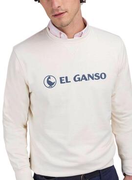 Sudadera El Ganso Flocado beige para hombre