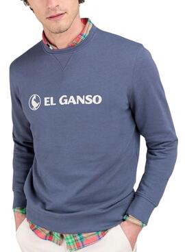 Sudadera El Ganso Flocado azul para hombre