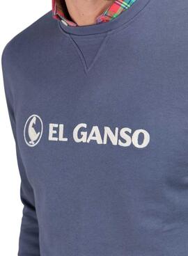 Sudadera El Ganso Flocado azul para hombre