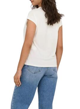 Camiseta Only Free Life beige para mujer