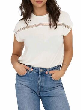 Camiseta Only Free Life beige para mujer