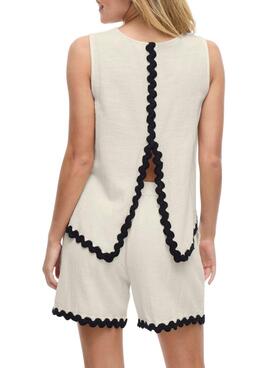 Top Vila Manda beige para mujer