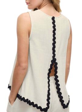 Top Vila Manda beige para mujer