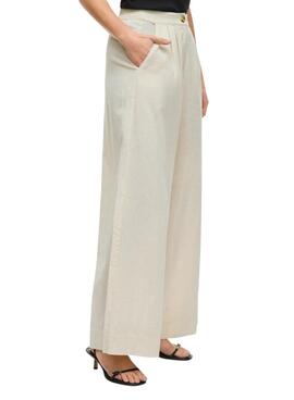 Pantalón Vila Etni beige para mujer