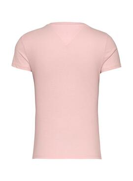 Camiseta Tommy Jeans Essential Logo rosa para mujer