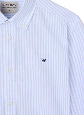 Camisa Silbon Oxford azul y blanco para hombre