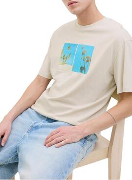 Camiseta Jack and Jones Porto beige para hombre
