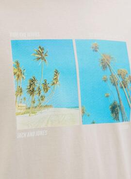 Camiseta Jack and Jones Porto beige para hombre