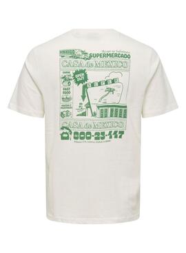 Camiseta Only and Sons Manuel Casa México blanco para hombre
