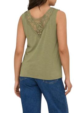 Camiseta Only Freda verde para mujer