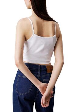 Camiseta  Calvin Klein Jeans Monologo Strappy blanco para mujer 