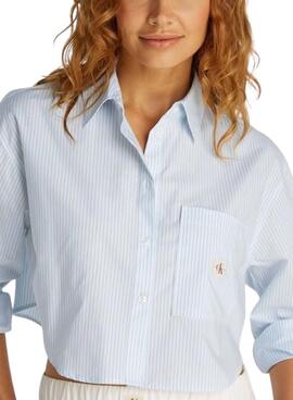 Camisa Calvin Klein Jeans Cropped  azul para mujer 