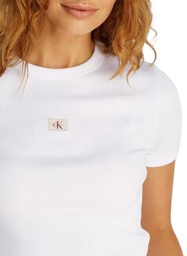 Camiseta Calvin Klein Jeans Rib  blanco para mujer 