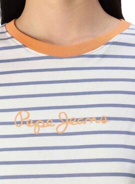 Camiseta Pepe Jeans Elba rayas azul y blanco para mujer