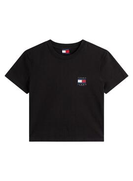 Camiseta Tommy Jeans Flag negro para mujer