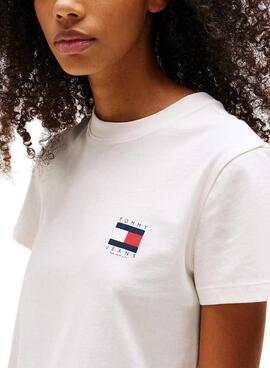 Camiseta Tommy Jeans Flag blanco para mujer