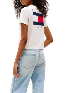 Camiseta Tommy Jeans Flag blanco para mujer