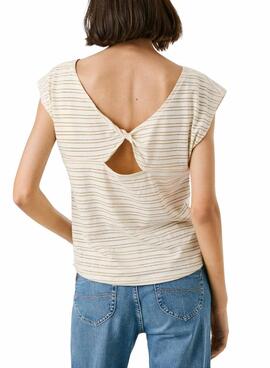 Camiseta Pepe Jeans Elora  beige para mujer 