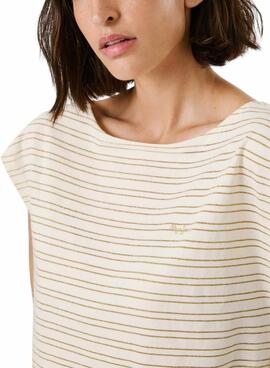 Camiseta Pepe Jeans Elora  beige para mujer 