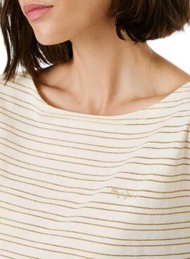 Camiseta Pepe Jeans Elora  beige para mujer 