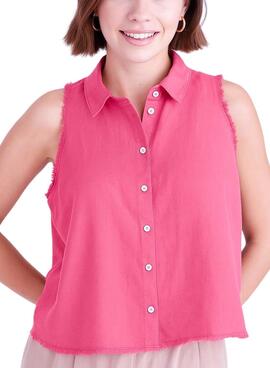 Camisa Naf Naf Deshilachado rosa para mujer