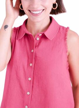 Camisa Naf Naf Deshilachado rosa para mujer