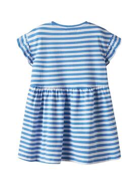 Vestido Name It Joane azul y blanco para niña