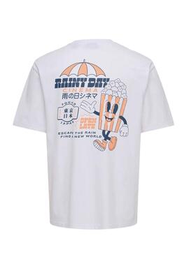 Camiseta Only and Sons Tristan Rainy Day blanco para hombre