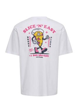 Camiseta Only and Sons Tristan Pizza blanco para hombre