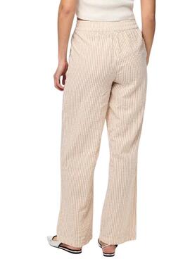 Pantalón Pieces Sally tostado rayas para mujer