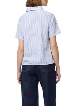 Camisa Pieces Sally azul para mujer
