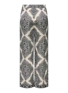 Pantalón Only Hairon étnico blanco y negro para mujer